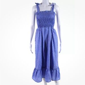 Peixoto Eddie beach cover up dress blue stripe smoked NWT